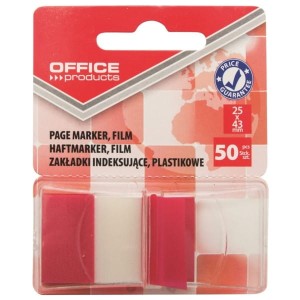 Zakładki indeksujące 25x43mm pp 1x50szt. OFFICE PRODUCTS pół transparentne pół czerwone 50szt. /14223121-04/