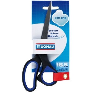 Nożyczki biurowe DONAU SOFT-GRIP 16,5 cm niebiesko-czarne /792301PL10/