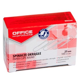 Spinacze biurowe 25mm OFFICE PRODUCTS srebrne 100szt. /18082515-19/