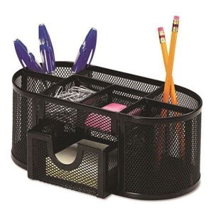 Przybornik na biurko Q-CONNECT Office Set metalowy z szufladką czarny /KF18472/