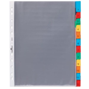 Koszulka zawieszkowa bez nadruku z indeksami kolorowymi PP A4 transparentna DURABLE /663319/