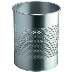 Kosz na śmieci okrągły metalowy 15l perforacja 165mm srebrny /331023/