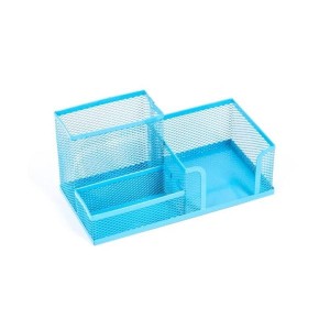 Przybornik na biurko metalowy siatka D.RECT niebieski /009986/