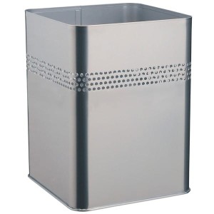 Kosz na śmieci kwadratowy metalowy 18,5l perforacja 30mm srebrny /332023/