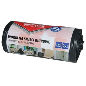 Worki na śmieci 120l OFFICE PRODUCTS LDPE mocne 25mic czarne 25 sztuk /22021236-05/