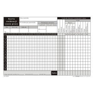 Druk "Karta Ewidencji Czasu Pracy" A5 50szt TYPOGRAF 02255