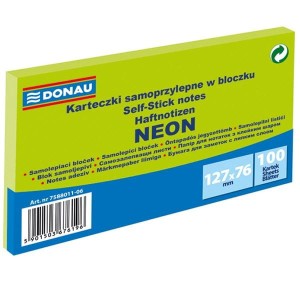 Notes samoprzylepny 76x127mm 100 kartek neonowy zielony DONAU /7588011-06/