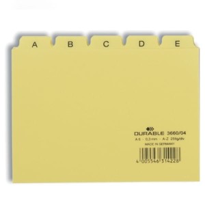 Przekładki A6 do kartotek DURABLE PP A-Z alfabetyczne 25 przekładek żółte /3660-04/