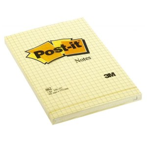 Notes samoprzylepny 102x152 mm 100 kartek 662 w kratkę żółty 3M POST-IT /3M-ft510010638/