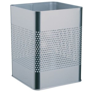 Kosz na śmieci kwadratowy metalowy 18,5l perforacja 165mm srebrny /332123/
