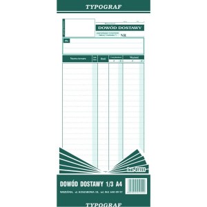 Druk "Dowód Dostawy" 1/3 A4 1151 TYPOGRAF